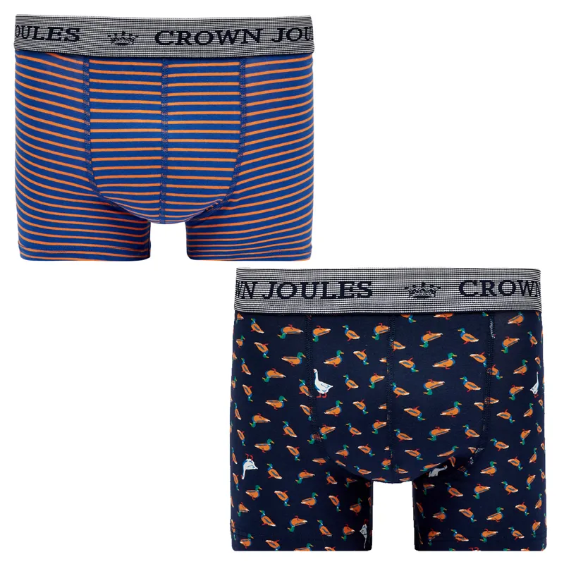 Joules Crown Joules Cotton Boxers 2 Pack - Navy Duck Goose